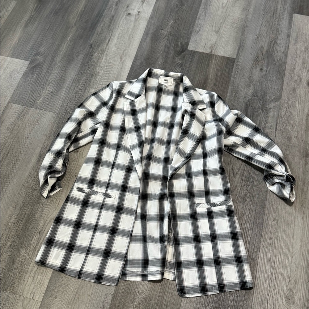 Have Black and White Blazer Oversized Plaid